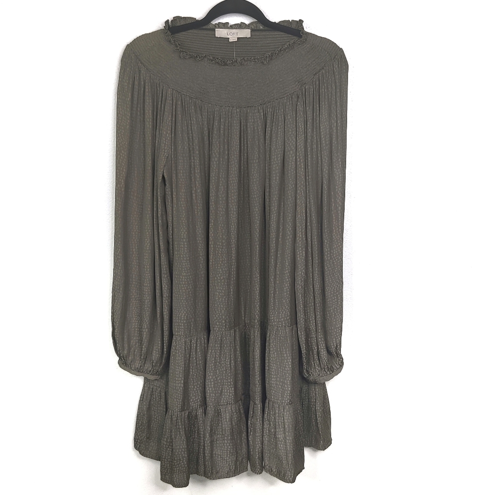 LOFT Smocked Yoke Swing Dress NWT